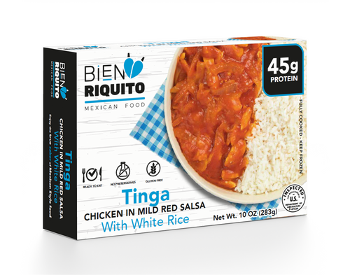 Chicken in Mild Red Salsa with White Rice